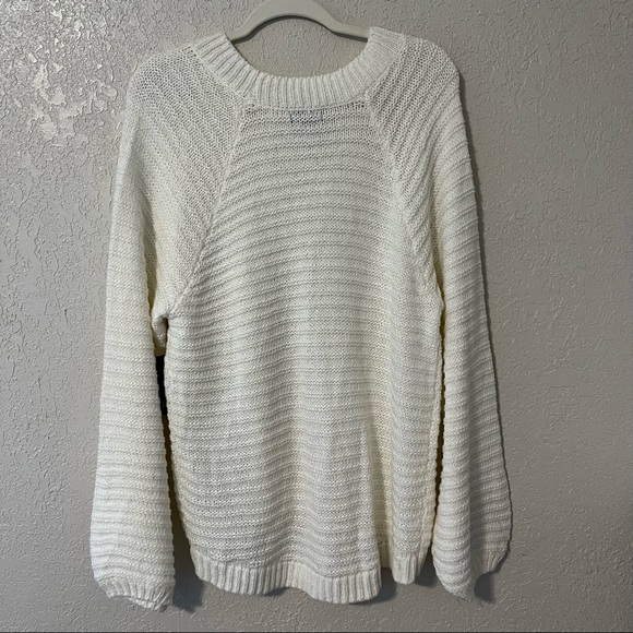 a.n.a women’s balloon sleeve cable knit sweater, Large, snowdrift white - Picture 2 of 8